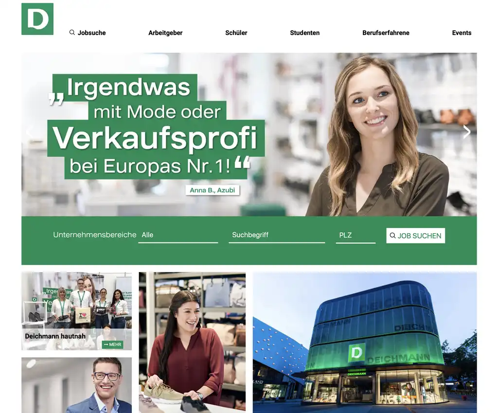 Screenshot Deichmann Website