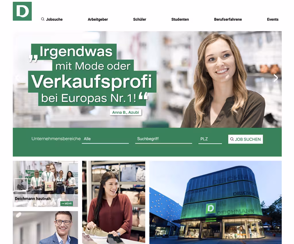 Screenshot Deichmann Website