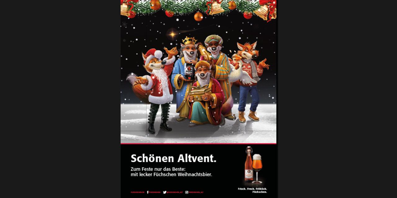 Werbeplakat der Brauerei Füchschen zum Advent