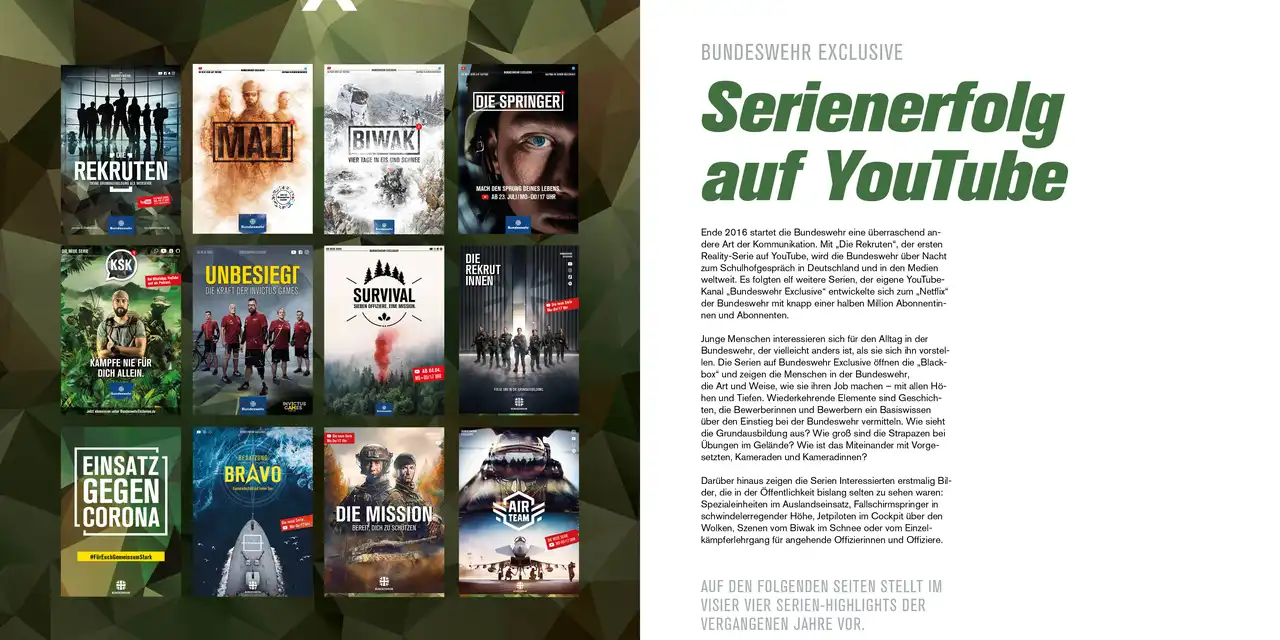 Seite aus der Zeitschrift "Im Visier" mit dem Artikel "Serienerfolg auf Youtube