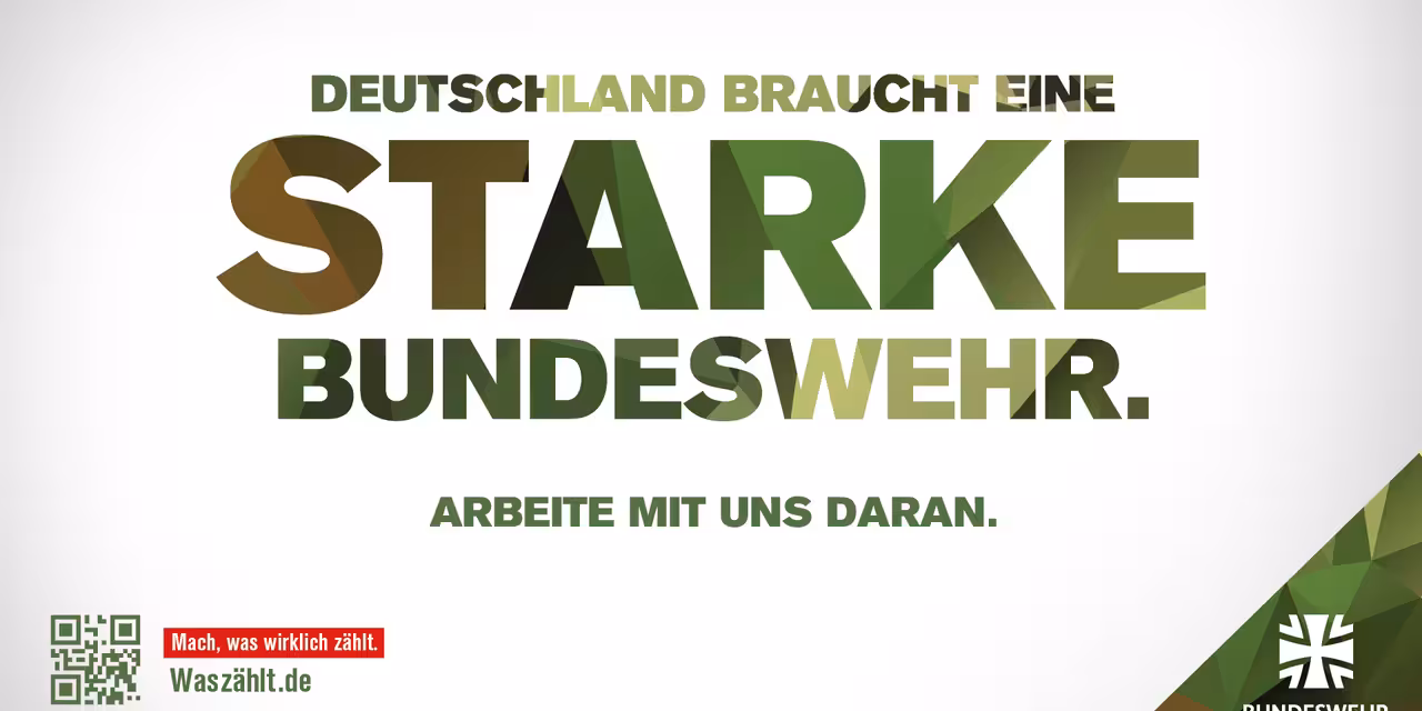 Text "Deutschland braucht eine starke Bundeswehr. Arbeite mit uns daran."