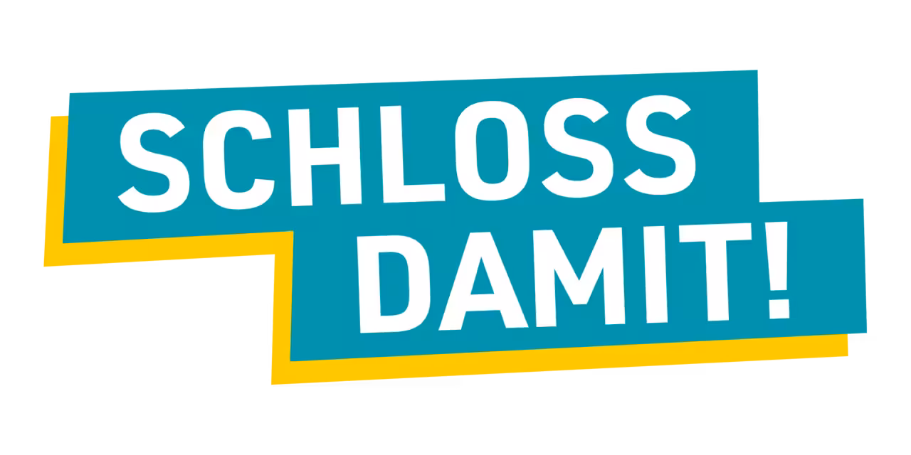 Das Logo mit dem Schriftzug "Schloss damit!"