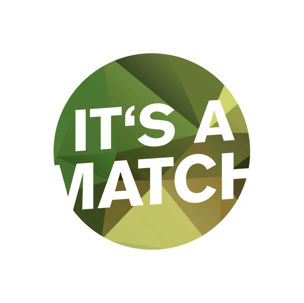 Der Text "It´s a match" in einem Kreis aus Flecktarn.