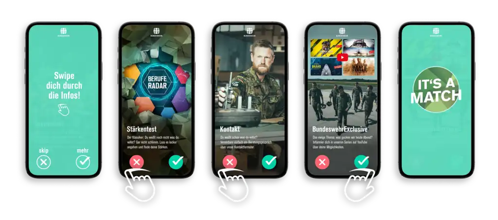 Verschiedene Bildschirmansichten auf einem schwarzen Mobilphone