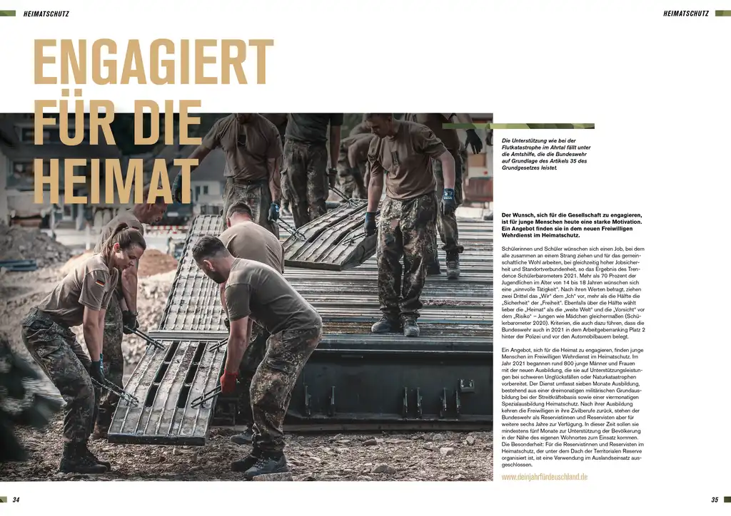 Seite aus der Zeitschrift "Im Visier" mit dem Artikel "Engagiert für die Heimat"