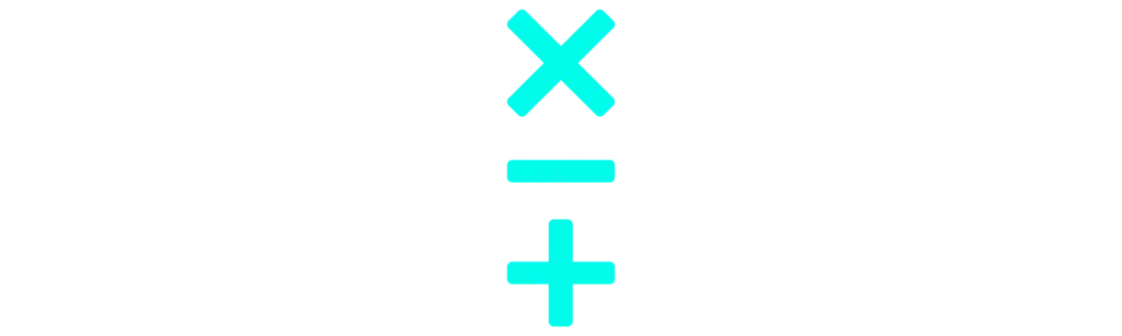 Die Symbole x, Plus und Minus in einer Reihe.