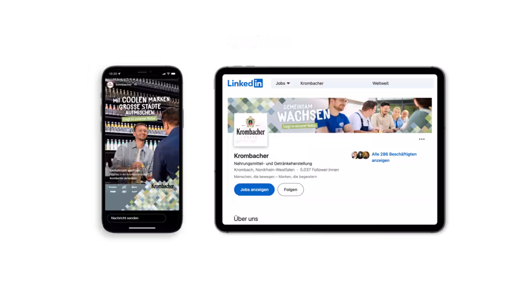 Darstellung der Krombacher Social Media Kanäle