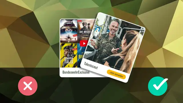 Karten mit Motiven der Bundeswehr vor Flecktarn-Hintergrund.