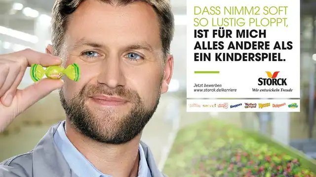 Werbeplakat für eine Stelle bei Storck