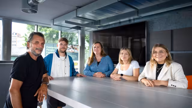 Das Projektteam für die Stadt Hannover, v.l.n.r Dominik Weber, Tim Dißmann, Yvonne Bernshausen, Manon Taylor Parkins, Leonie Heidinger