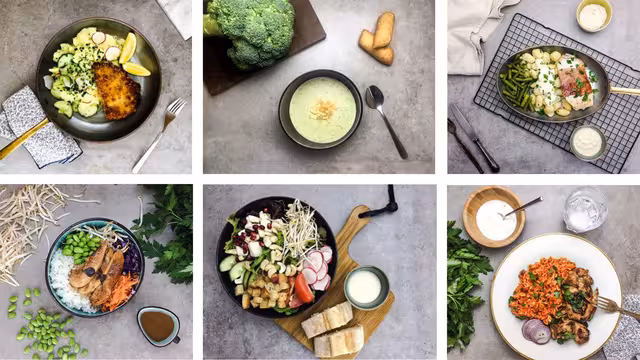 Eine Auswahl an Gerichten, die der Caterer Mealmates im Angebot hat.