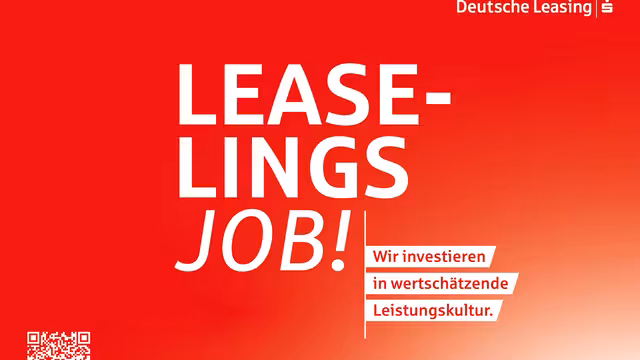 Ein rotes Werbeplakat mit folgendem weißen Text "Lease-lings Job! Wir investieren in wertschätzende Leistungskultur.