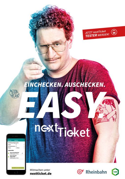 Ein Werbeplakat für das neue Ticket mit dem Namen "nextticket"