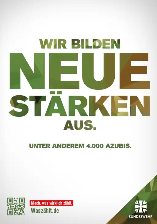 Text "Wir bilden neue Stärken aus. Unter anderem 4.000 Azubis."