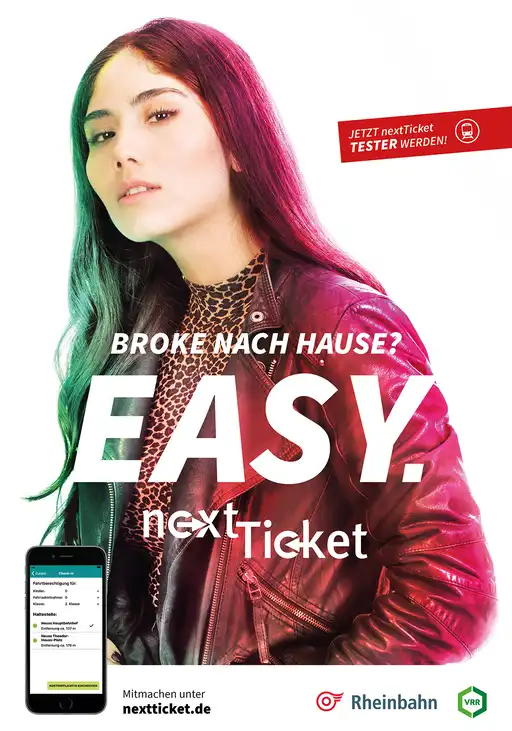 Ein Werbeplakat für das neue Ticket mit dem Namen "nextticket"