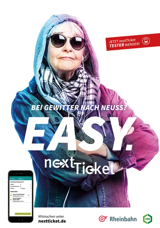 Ein Werbeplakat für das neue Ticket mit dem Namen "nextticket"