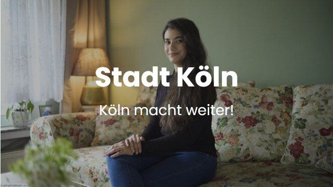 Text auf Bild "Stadt Köln Köln macht weiter!"