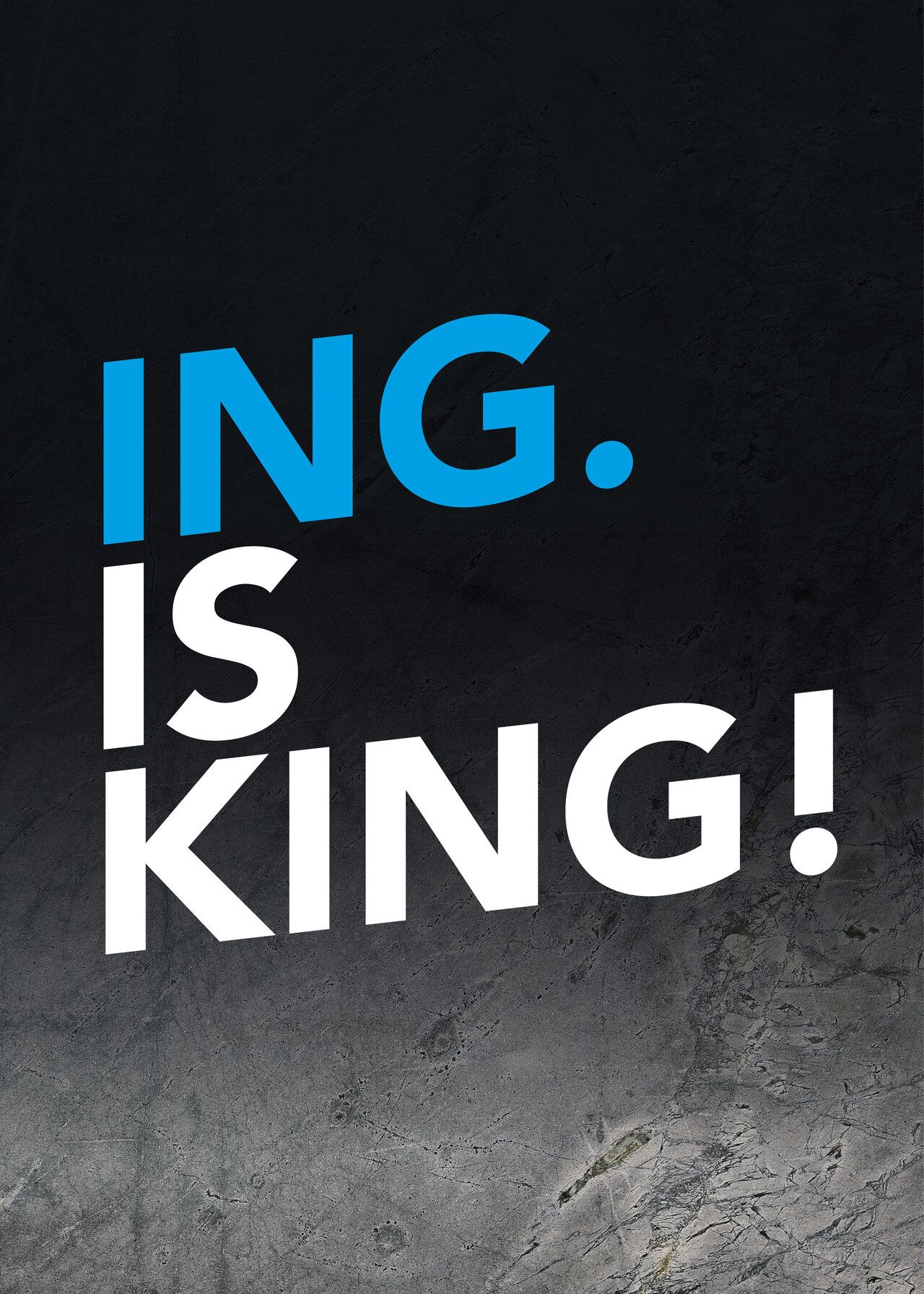 Der Text "Ing. is King!" in weiß-blau.