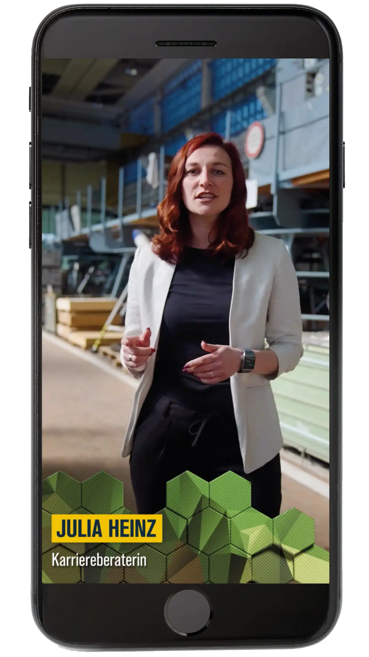 Seitenansicht der Karrierekaserne auf einem schwarzen Handy.