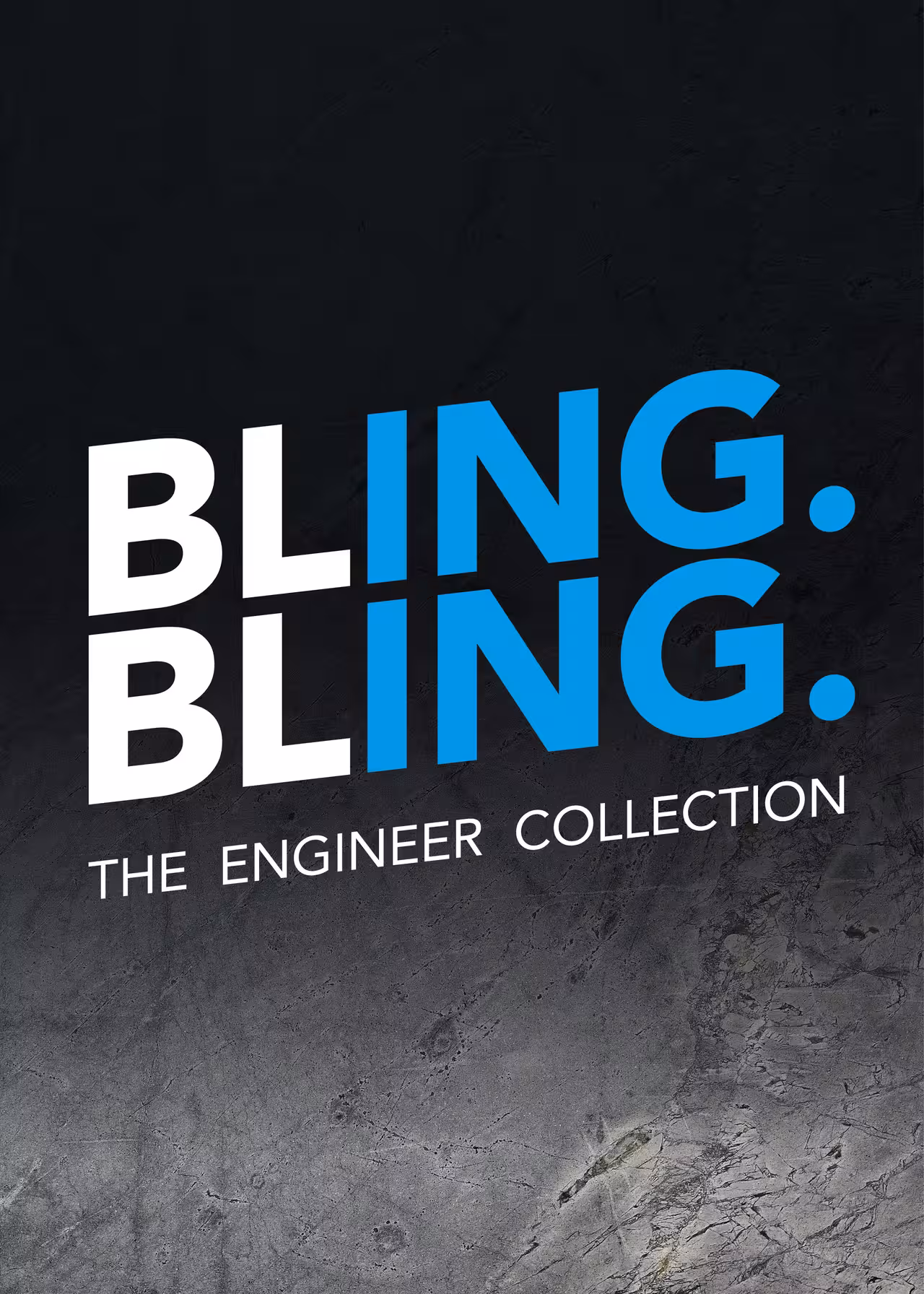 Das Logo "Bling. Bling." in weiß-blau mit dem Text "The Engineer Collection".