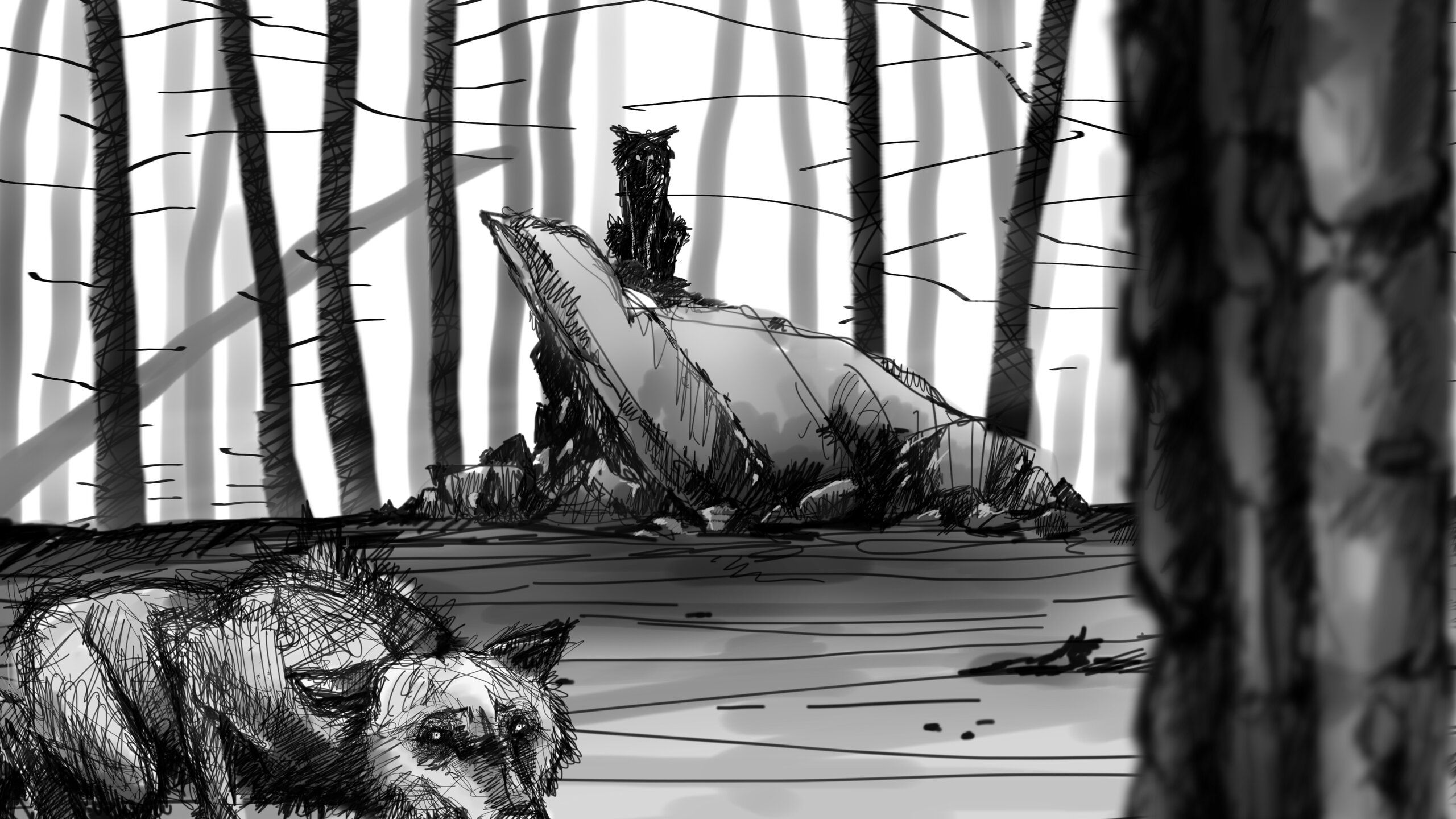 Zeichnung Wölfe