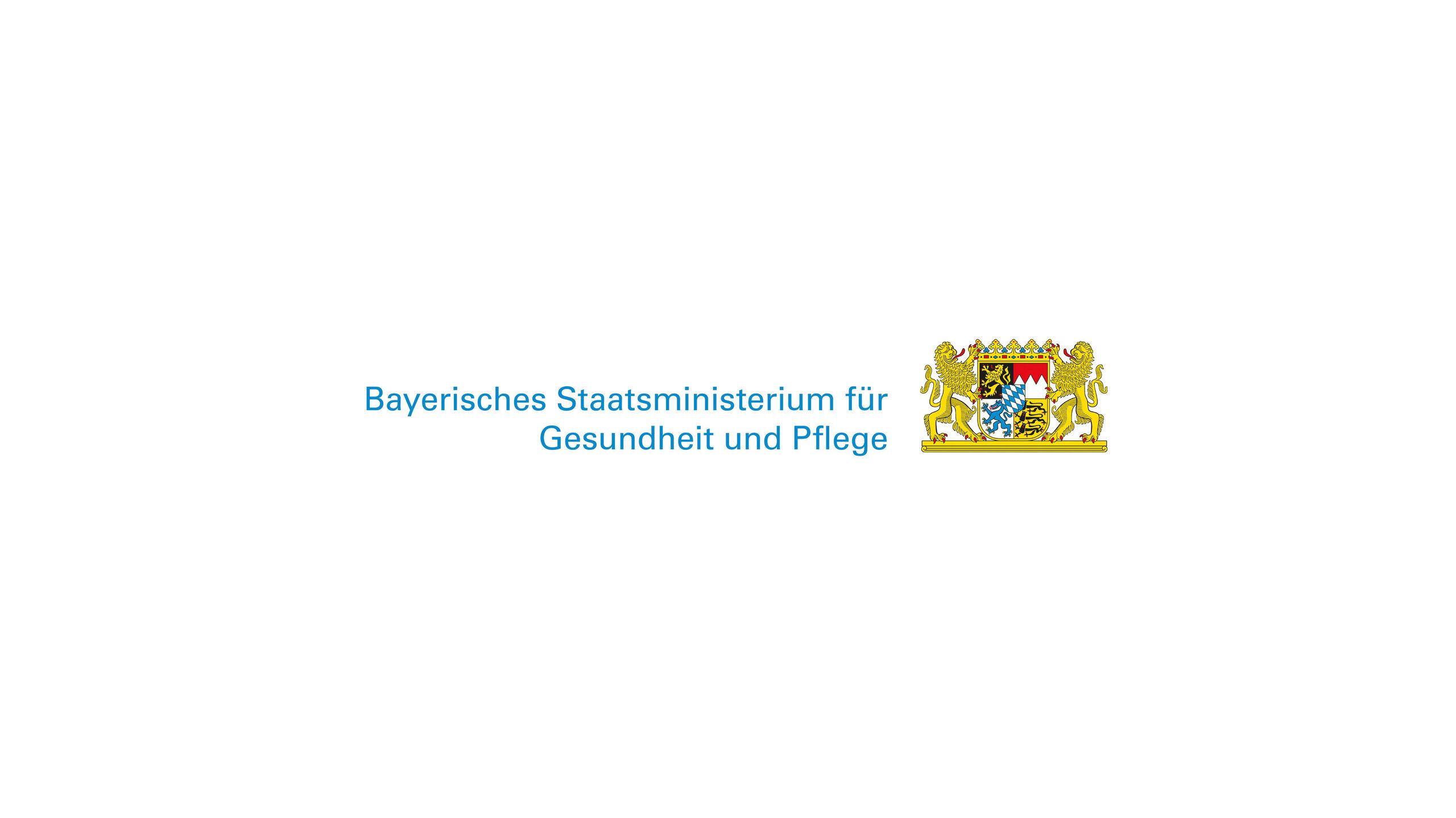 Das Logo und der Text des "Bayrischen Staatsministerium für Gesundheit und Pflege"