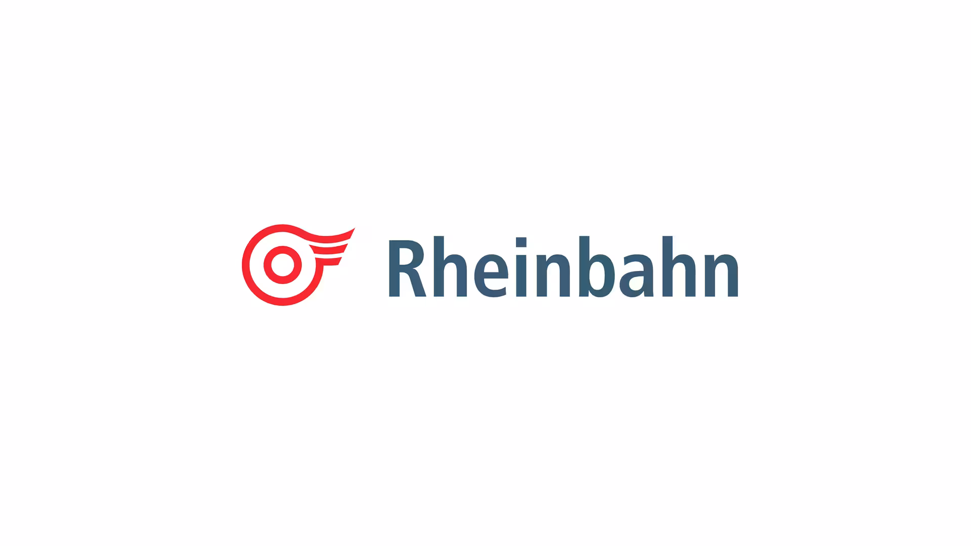 Das Logo der Rheinbahn mit dem Namen auf weißem Hintergrund.