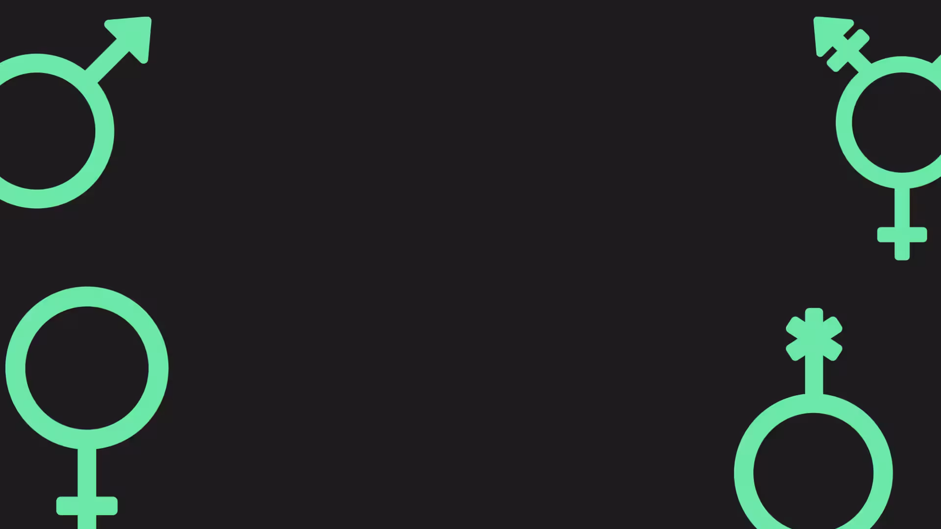 Schwarzer Hintergrund mit den Gender-Symbolen in Grün